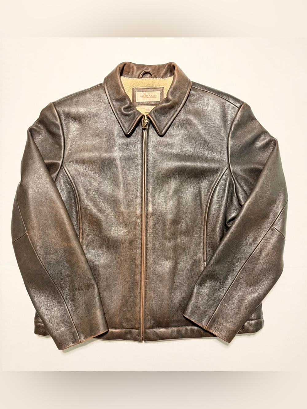Murano Women’s Genuine Leather Sherpa Lined Jacket – Brown – Size Large